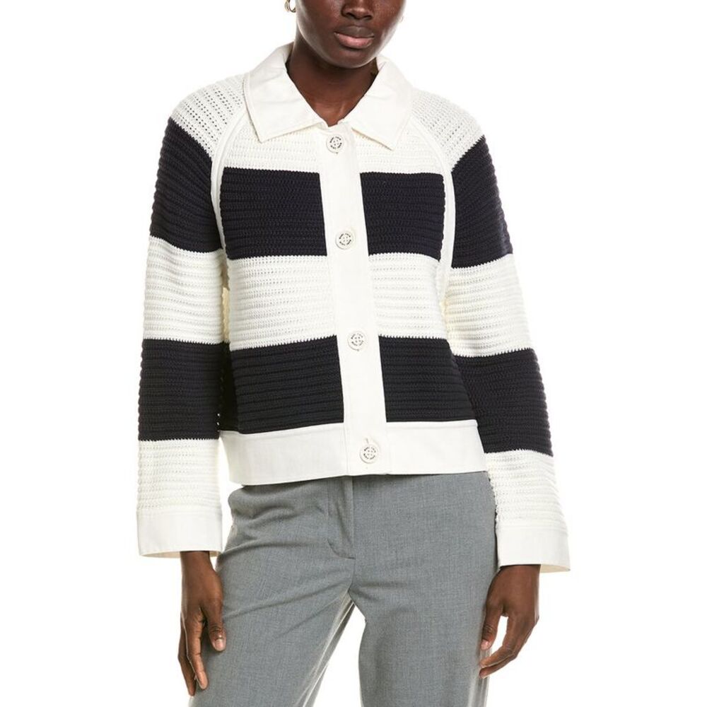 Marc Cain Womens  Stripe Cardigan, Navy